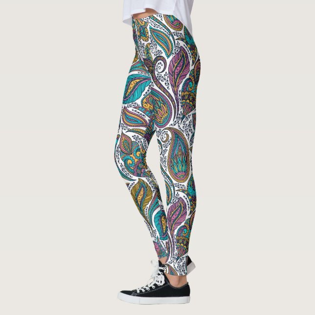 Blommigt paisley mönster leggings (Vänster)