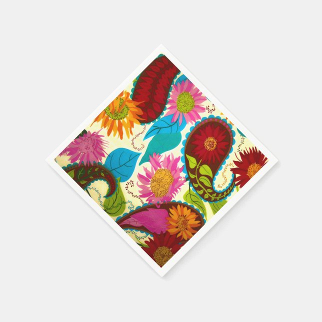Blommigt Paisley Pappersservett (Hörn)