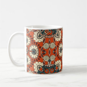 Blommigt Paisley Tapestry Fabric Skriv ut Kaffemugg