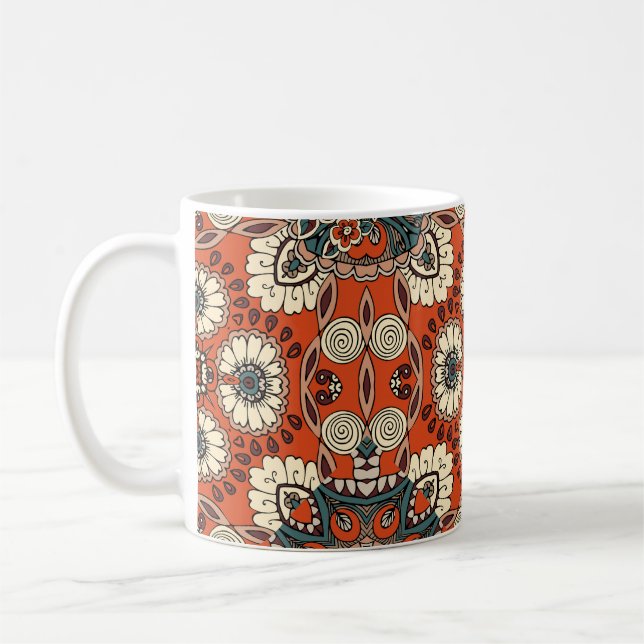 Blommigt Paisley Tapestry Fabric Skriv ut Kaffemugg (Vänster)