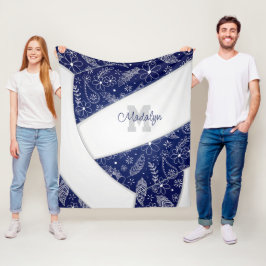 blommigt paisleys mönster marinblå volleyball fleecefilt