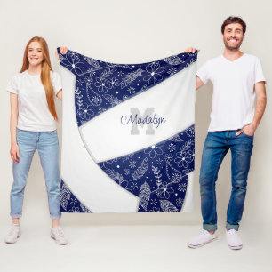 blommigt paisleys mönster marinblå volleyball fleecefilt