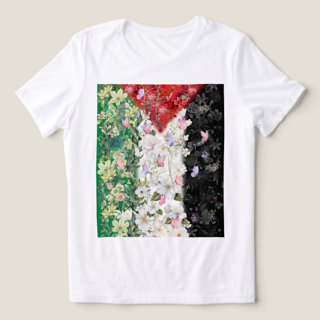 Blommigt Palestina Karta - Fri Palestina Karta T-s T Shirt (Design Framsida)