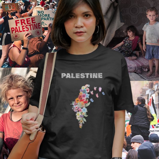 Blommigt Palestine Karta Design | Pro Palestina T Shirt (palestine Merch. Pro Palestine Merch Apparel.png)