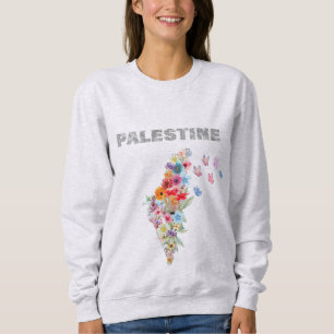 Blommigt Palestine Karta Design Pro Palestina T Shirt