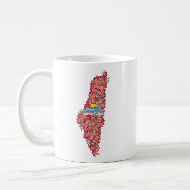 Blommigt Palestine karta Dome of Sten al quads Gif Kaffemugg (Vänster)
