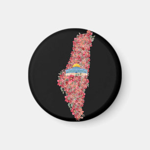 Blommigt Palestine karta Dome of Sten al quads Gif Magnet