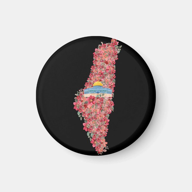 Blommigt Palestine karta Dome of Sten al quads Gif Magnet (Framsidan)