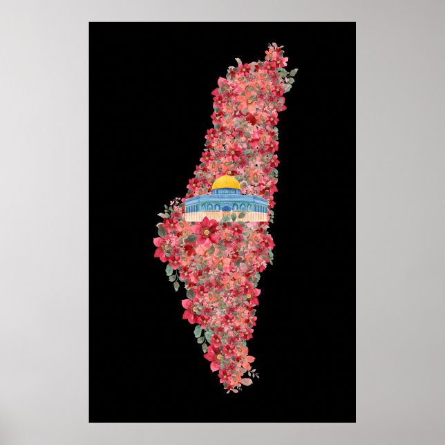 Blommigt Palestine karta Dome of Sten al quads Gif Poster (Framsidan)