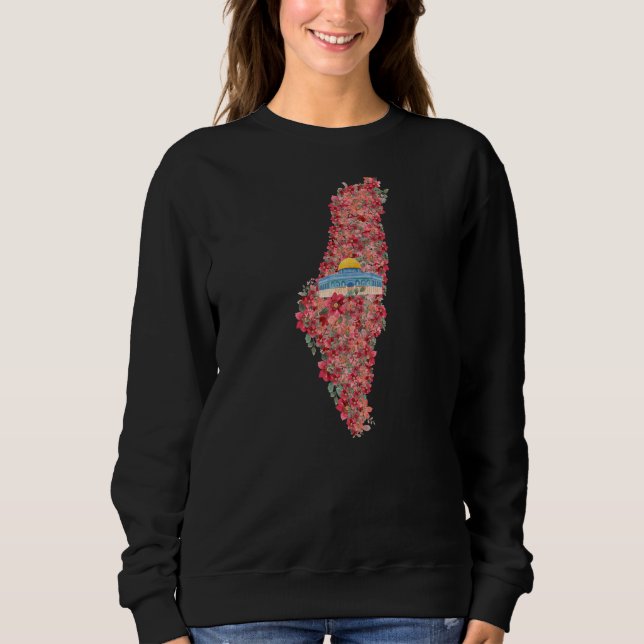 Blommigt Palestine karta Dome of Sten al quads Gif T Shirt (Framsida)