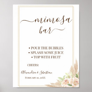Blommigt Pampa Grass Mimosa Pub Möhippa-tecken Poster