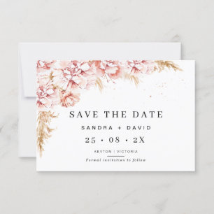 Blommigt Pampas Grass Bröllop spara datum Card Inbjudningar