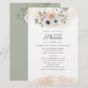 Blommigt Pampas Grass Eucalyptus Baby Shower Brevpapper