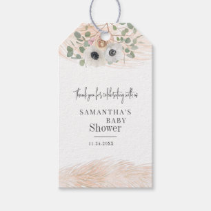 Blommigt Pampas Grass Modern Girl Baby Shower Presentetikett