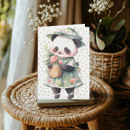 Blommigt Panda Birthday Card Tack Kort