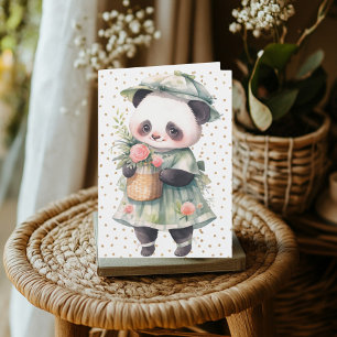 Blommigt Panda Birthday Card Tack Kort