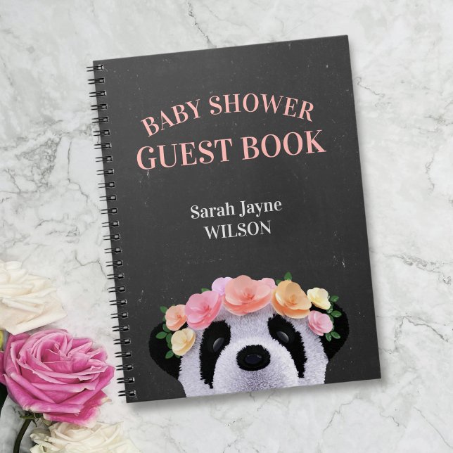 Blommigt Panda Girl Baby Shower Guest Bok Anteckningsbok (baby shower guest book is the perfect way to capture all of the special memories )