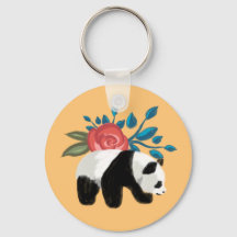 Blommigt Panda med Ro på persikor