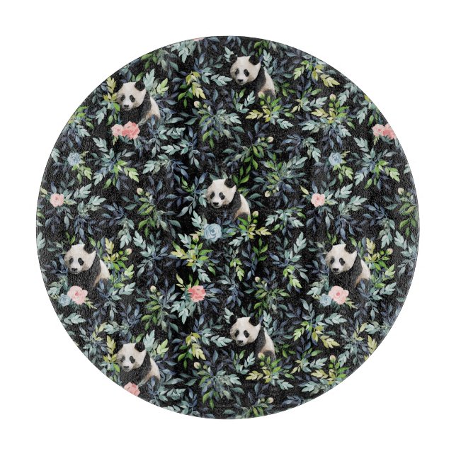 Blommigt Panda Mönster med Rosa och blå Ro (Framsidan)