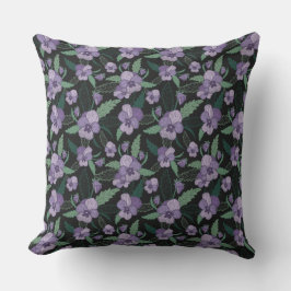 Blommigt Pansy med Foliage på Mörkens bakgrund Kudde
