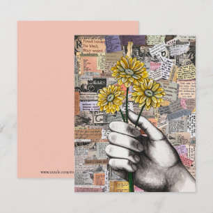 Blommigt Papper Collage Mixed Media Tack Kort