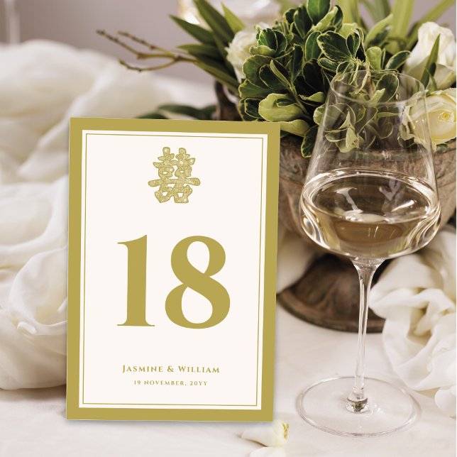 Blommigt Papper cut Dubbla Lycka kinesiska Bröllop Bordsnummer (Skapare uppladdad)