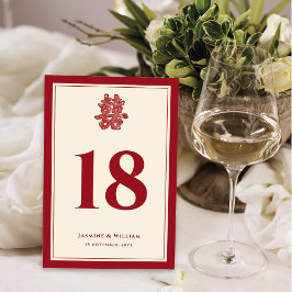 Blommigt Papper cut Dubbla Lycka kinesiska Bröllop Bordsnummer