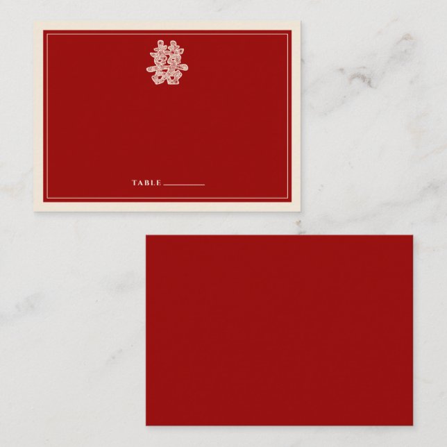Blommigt Papper cut Dubbla Lycka kinesiska Bröllop Placeringskort (Fram/baksida)