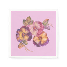 Blommigt Papper Napkins Pansy (uppsättning 50)