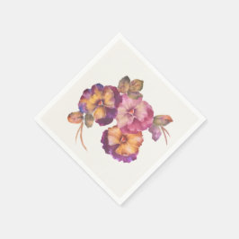 Blommigt Papper Napkins Pansy (uppsättning 50) Pappersservett