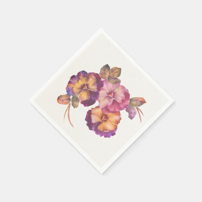 Blommigt Papper Napkins Pansy (uppsättning 50) Pappersservett (Hörn)