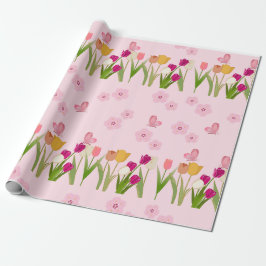 Blommigt Papper - Vackert Flower Mönster Presentpapper