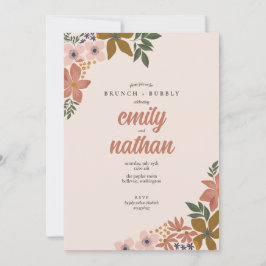 Blommigt Par Bröllop Brunch Shower Inbjudningar