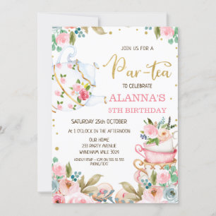 Blommigt Par-Tea Tea Party födelsedagsinbjudan Inbjudningar