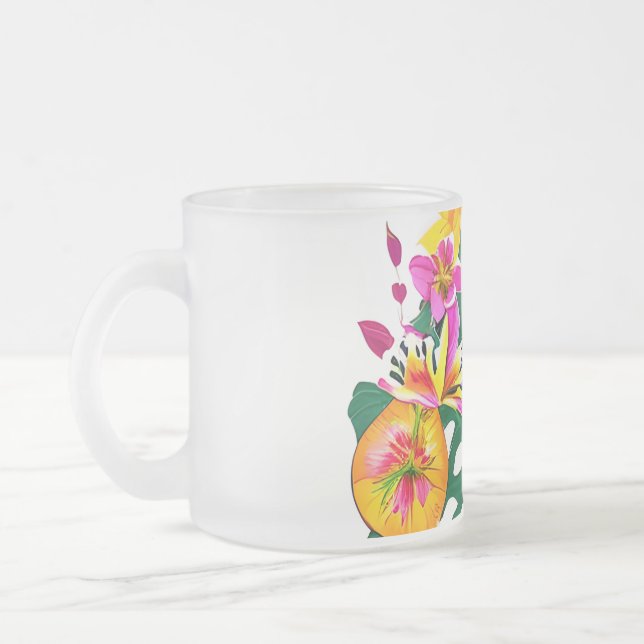 Blommigt Paradise Frosty Glass Mugg (Vänster)