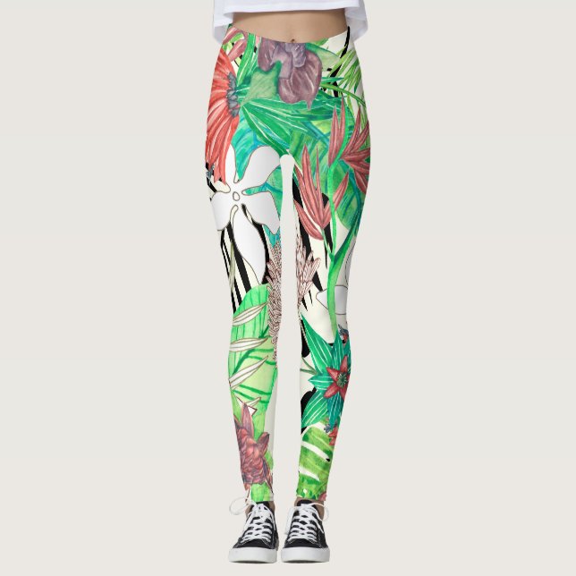 Blommigt Paradise II Leggings (Framsida)