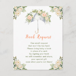 Blommigt Paraplla Baby Shower Bok-begäran Tilläggskort