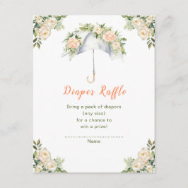 Blommigt Paraplla Baby Shower Diaper Raffle Tilläggskort