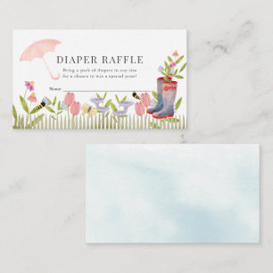 Blommigt Paraplla Rain Boots Diaper Raffle Biljett Tilläggskort