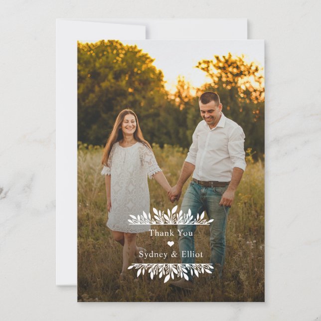 Blommigt Parenteser - platta Tackkort-kort Inbjudningar (Framsida)