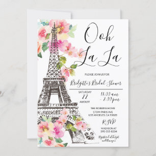 Blommigt Paris Eiffel Torn Inbjudningskort för möh
