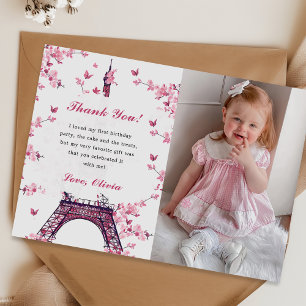 Blommigt Paris Eiffel Torn - tack för ditt kort -