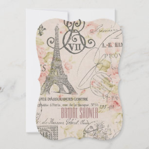 blommigt paris eiffel torn vintage möhippa inbjudningar
