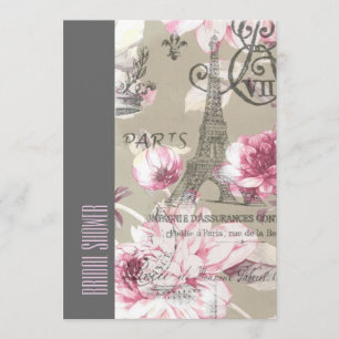 blommigt paris eiffel torn vintage möhippa inbjudningar