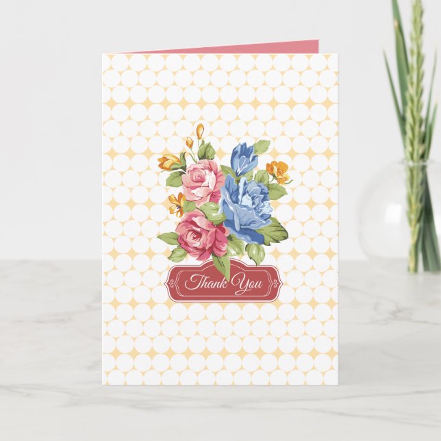 Blommigt- & pärlatack tack kort (Framsida)