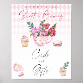 Blommigt party-babyduschkort och gåvor poster