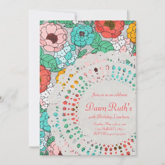Blommigt Party Möhippa Luncheon trädgårdsodling, O Inbjudningar (Framsida)
