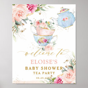 Blommigt Partyna Möhippan Baby Shower Välkomsthäl Poster