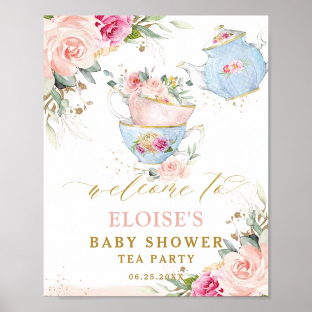  Blommigt Partyna Möhippan Baby Shower Välkomsthäl Poster (Framsidan)