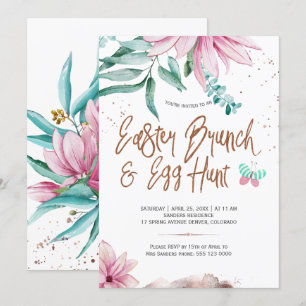 Blommigt Påsk brunch och äggjakt på magnolia Inbjudningar